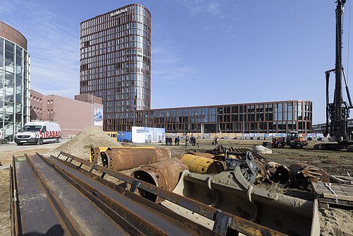 Baustelle BC III. Im Hintergrund befindet sich das Nachbargebäude BC II. Foto: Volksbank BraWo