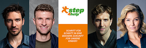 Felix Neureuther (Foto: FRANKBAUER), Thomas Müller (Foto: Ruppografie) und Dirk Nowitzki sowie und Franziska van Almsick (Foto: Fabian Hensel) enagieren sich für den step4help.. Felix Neureuther (Foto: FRANKBAUER), Thomas Müller (Foto: Ruppografie) und Dirk Nowitzki sowie und Franziska van Almsick (Foto: Fabian Hensel) enagieren sich für den step4help..