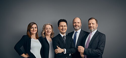 Das Team der Niederlassung in Köln, v. l. n. r.: Brita Wellmann, Heike Hübler, Kamil Javier Torres, Ralf Habeth, Michael Schülke / Foto: Braunschweiger Privatbank